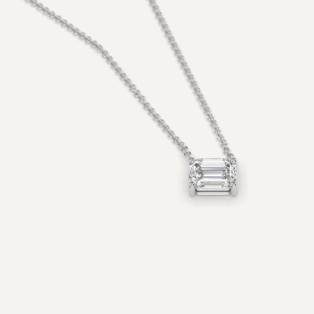 Simple Diamond Floating Necklace With Emerald Lab Diamond In White Gold