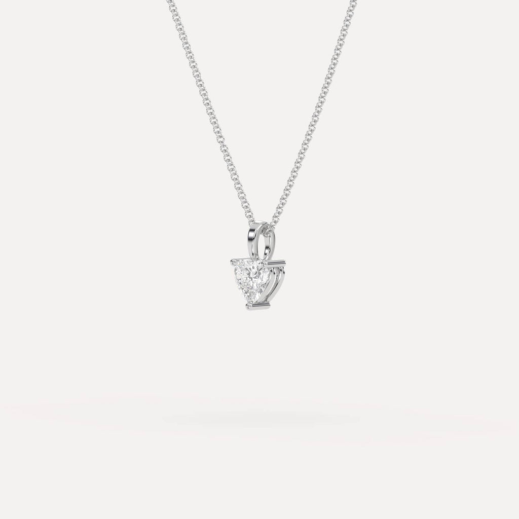 White Gold Pendant Diamond Necklace With 1/2 Carat Heart Diamond