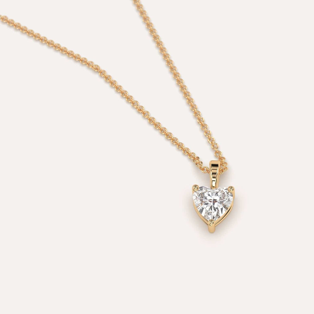 Simple Diamond Pendant Necklace With Heart Natural Diamond In Yellow Gold