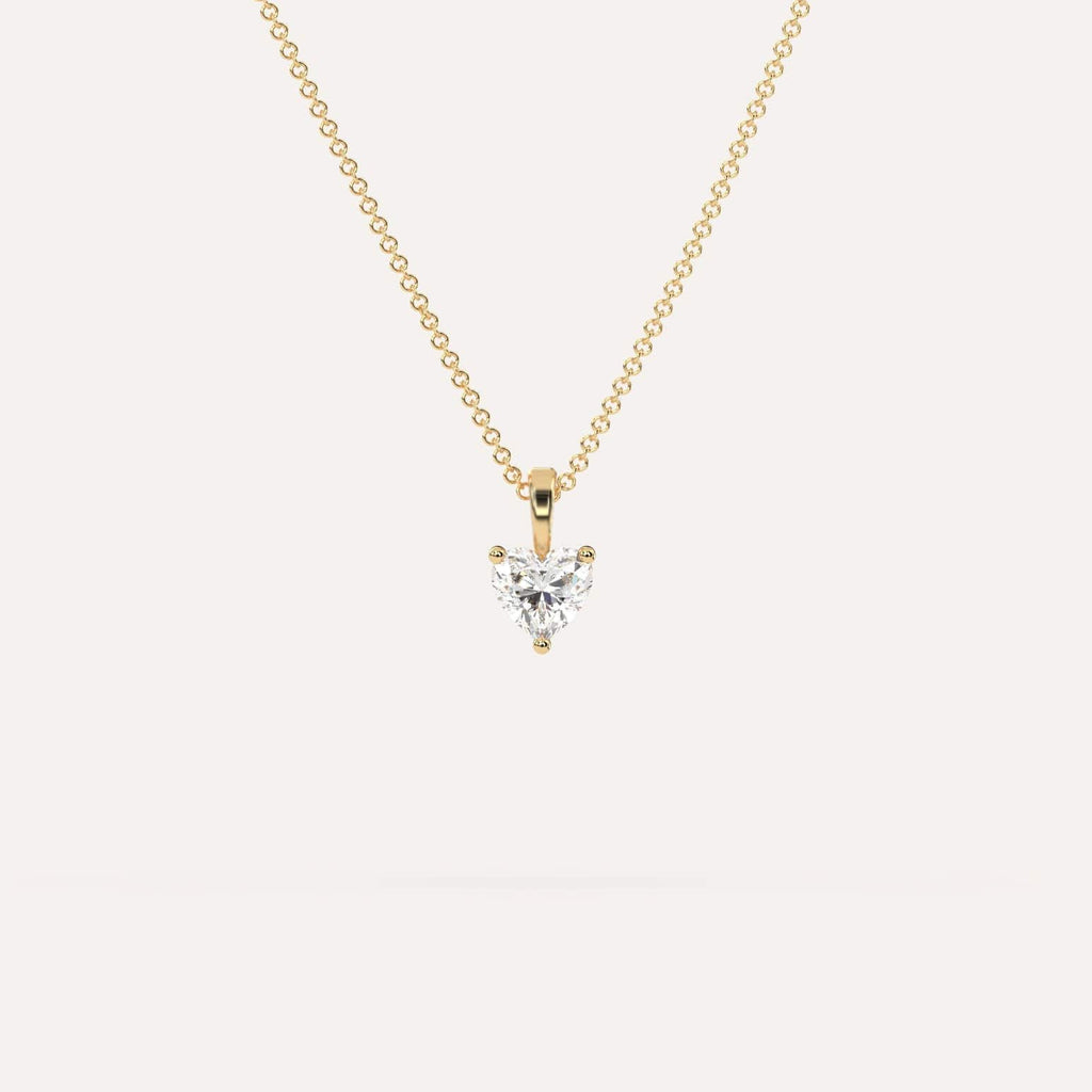 1/2 Carat Simple Solitaire Diamond Pendant Necklace In 14K Yellow Gold