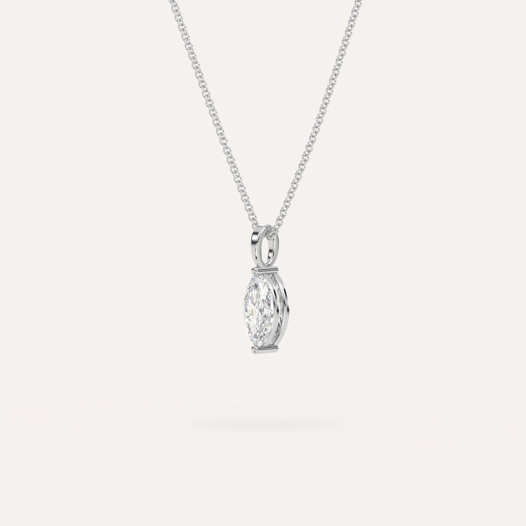 White Gold Pendant Diamond Necklace With 1/2 Carat Marquise Diamond