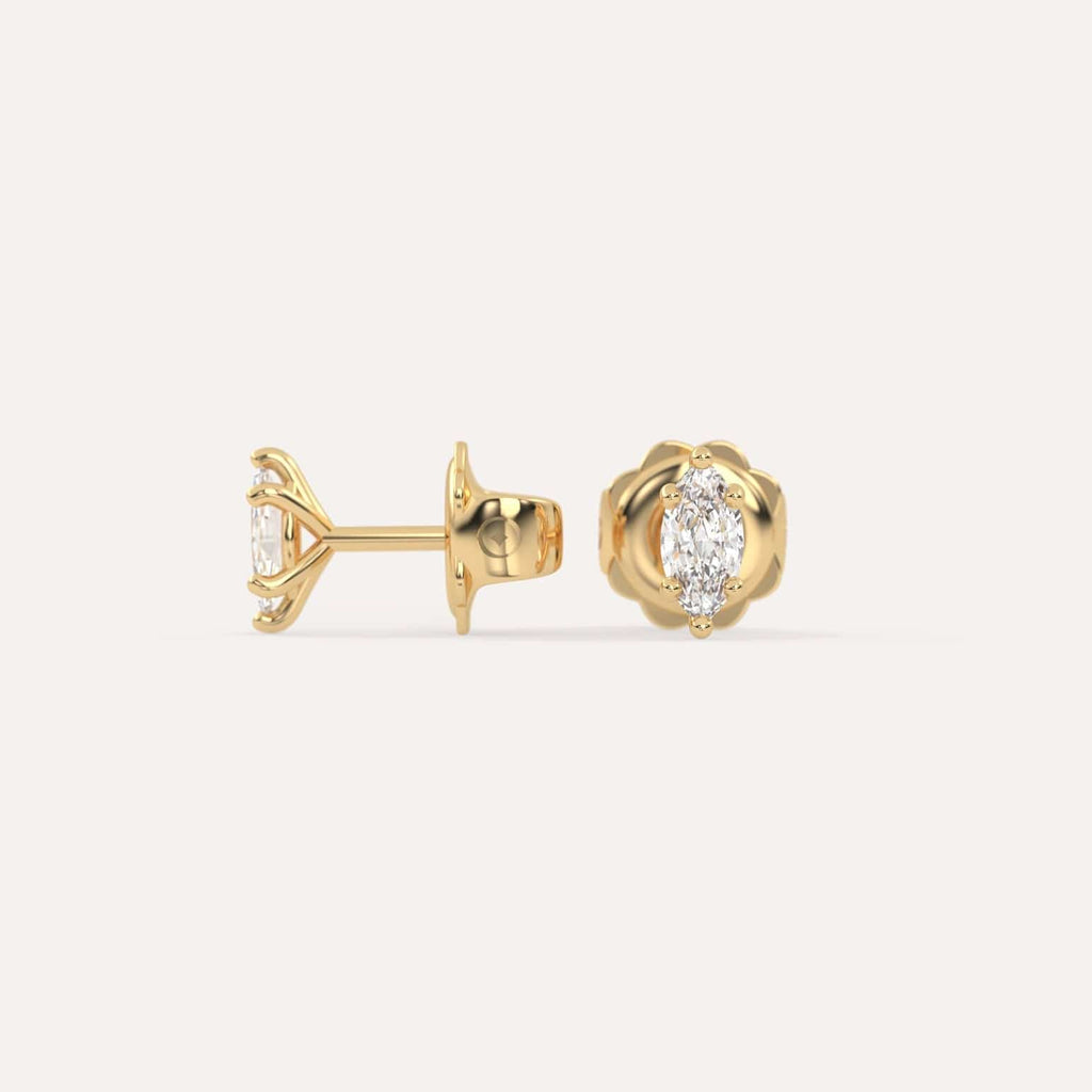 1/2 carat Butterfly Push Back Diamond Studs in yellow Gold