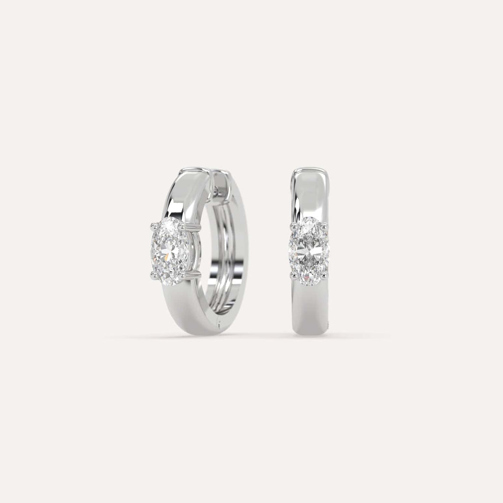 1/2 carat Oval Lab Diamond Hoop Earrings in White Gold