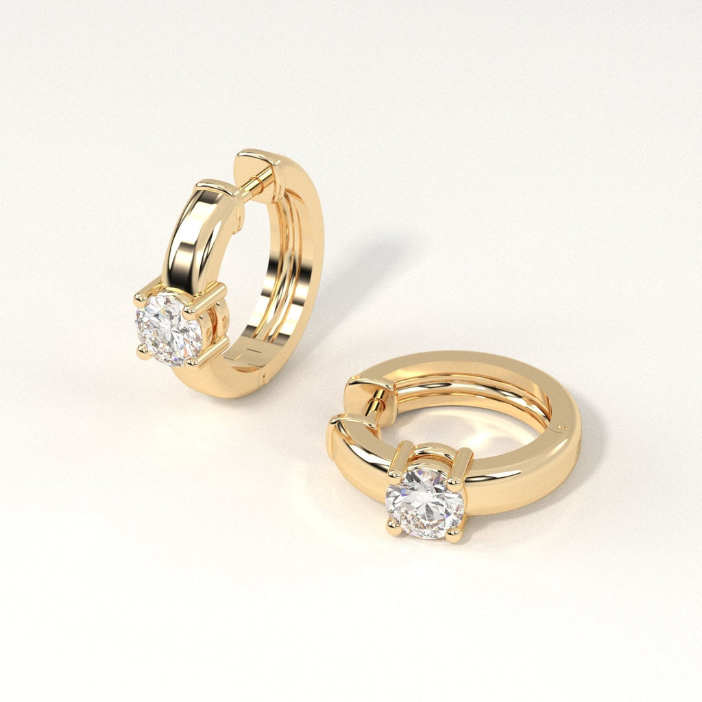 1/2 carat round Diamond Huggie Hoop Earrings in yellow Gold