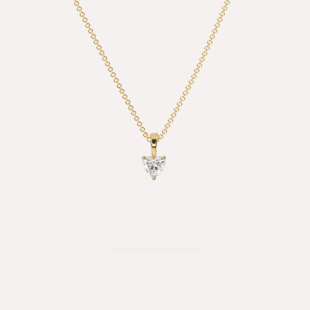 1/4 Carat Simple Solitaire Diamond Pendant Necklace In 14K Yellow Gold