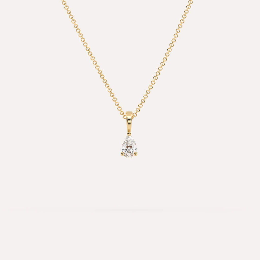 1/4 Carat Simple Solitaire Diamond Pendant Necklace In 14K Yellow Gold