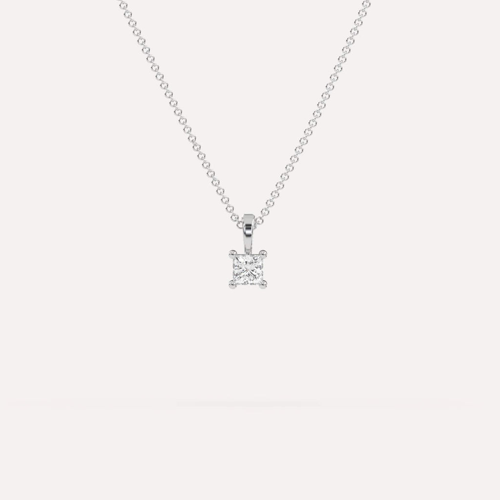 1/4 Carat Simple Solitaire Diamond Pendant Necklace In 14K White Gold