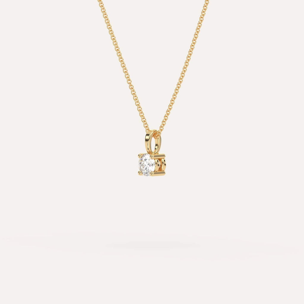 Yellow Gold Pendant Diamond Necklace With 1/4 Carat Round Diamond