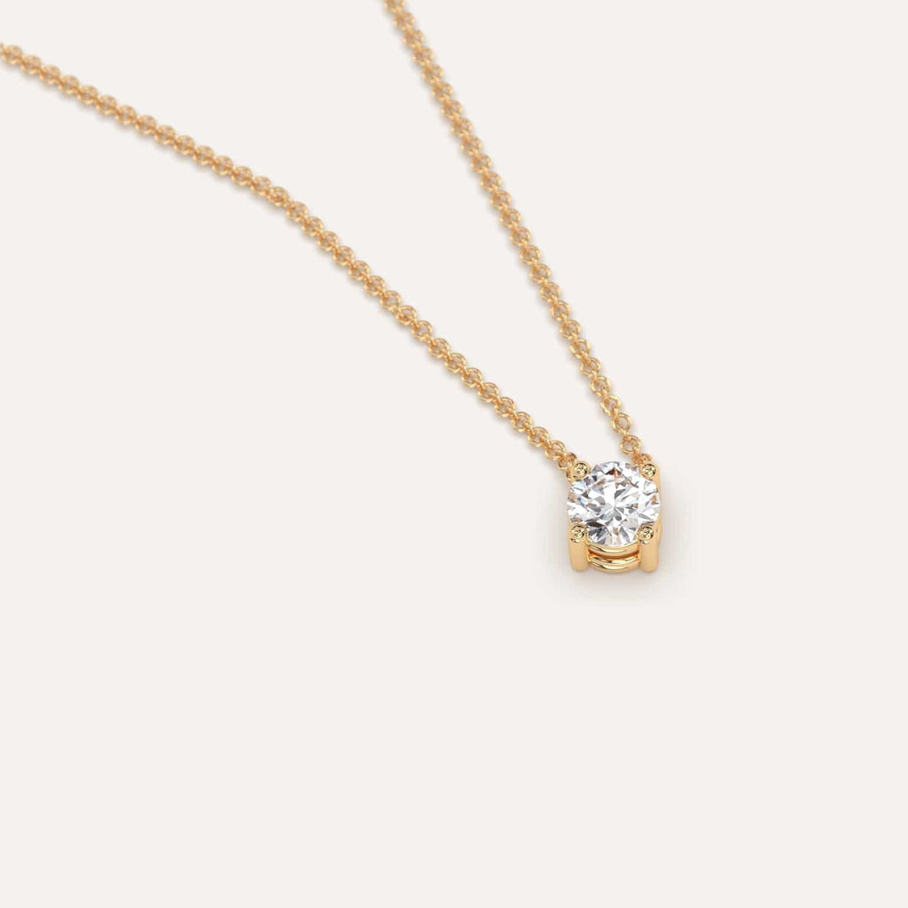 Simple Diamond Floating Necklace With Round Lab Diamond In Yellow Gold