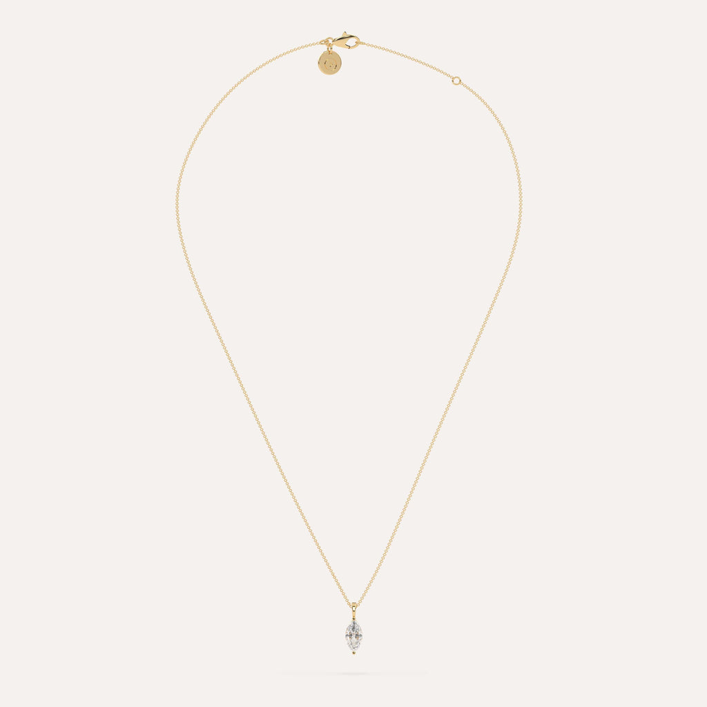 1 carat Marquise Diamond Pendant Necklace Natural Yellow Gold