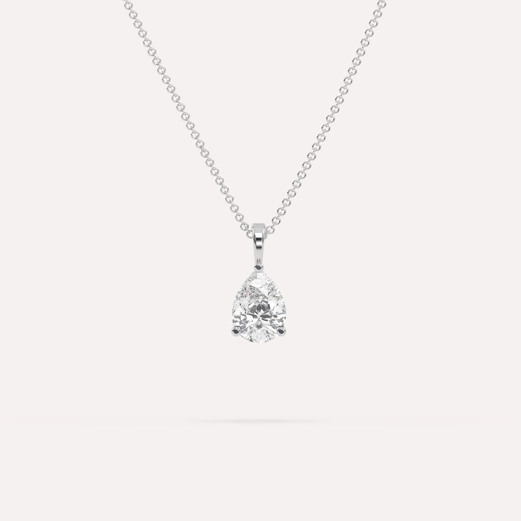 1 Carat Simple Solitaire Diamond Pendant Necklace In 14K White Gold