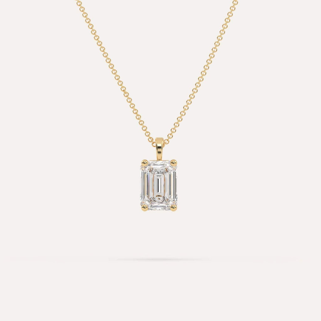 2 Carat Simple Solitaire Diamond Pendant Necklace In 14K Yellow Gold