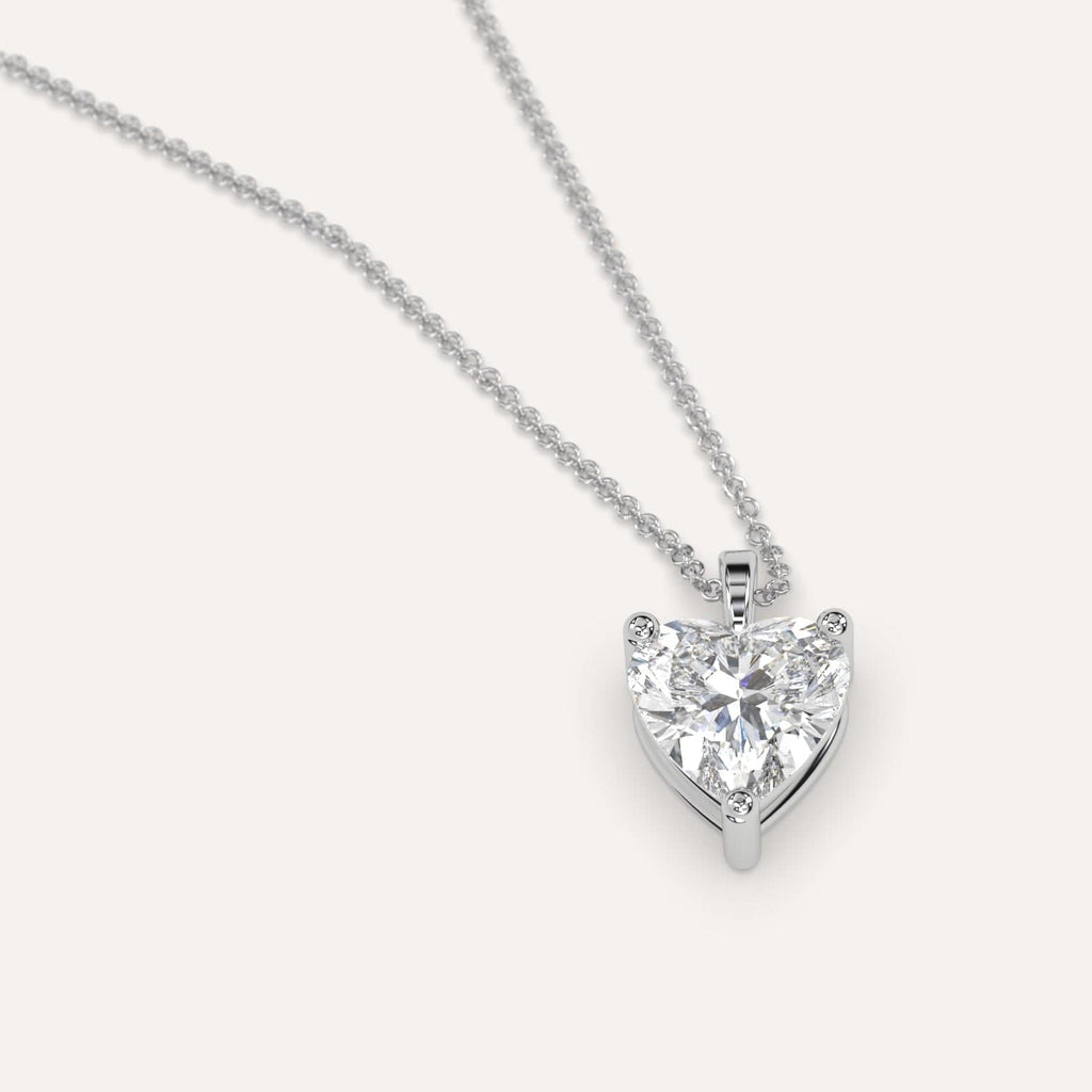 Simple Diamond Pendant Necklace With Heart Natural Diamond In White Gold