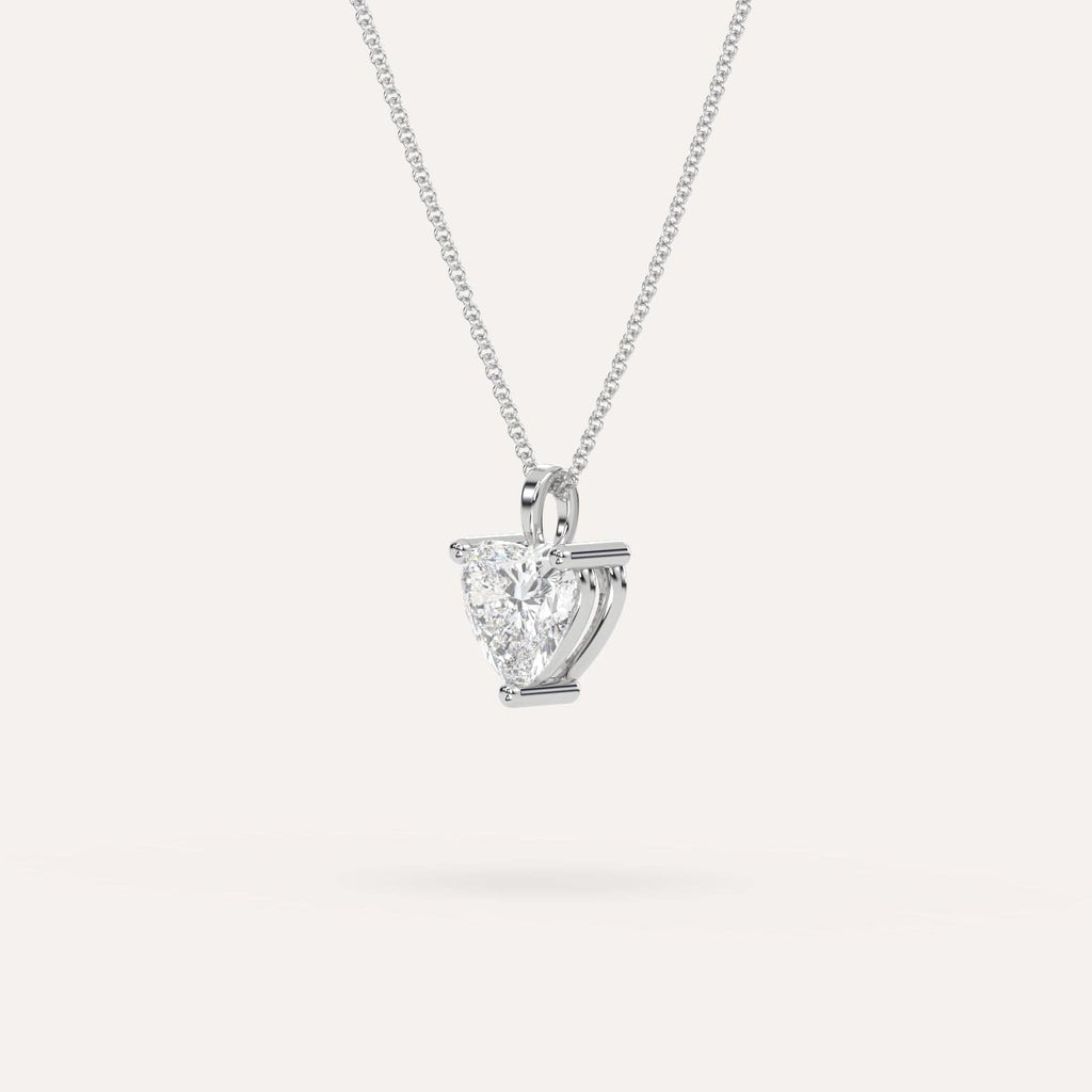 White Gold Pendant Diamond Necklace With 2 Carat Heart Diamond