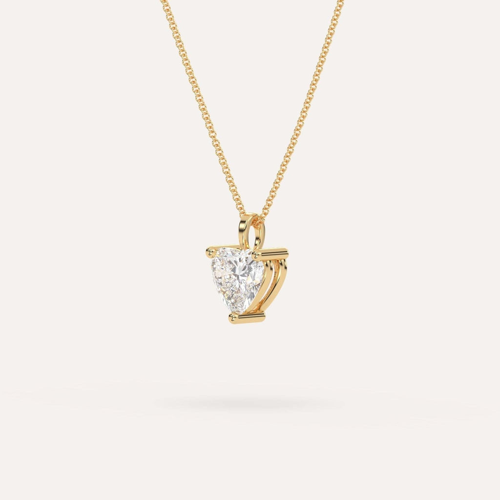 Yellow Gold Pendant Diamond Necklace With 2 Carat Heart Diamond