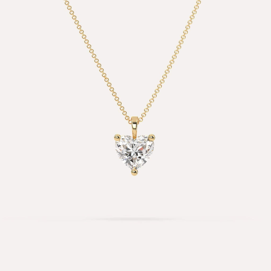 2 Carat Simple Solitaire Diamond Pendant Necklace In 14K Yellow Gold