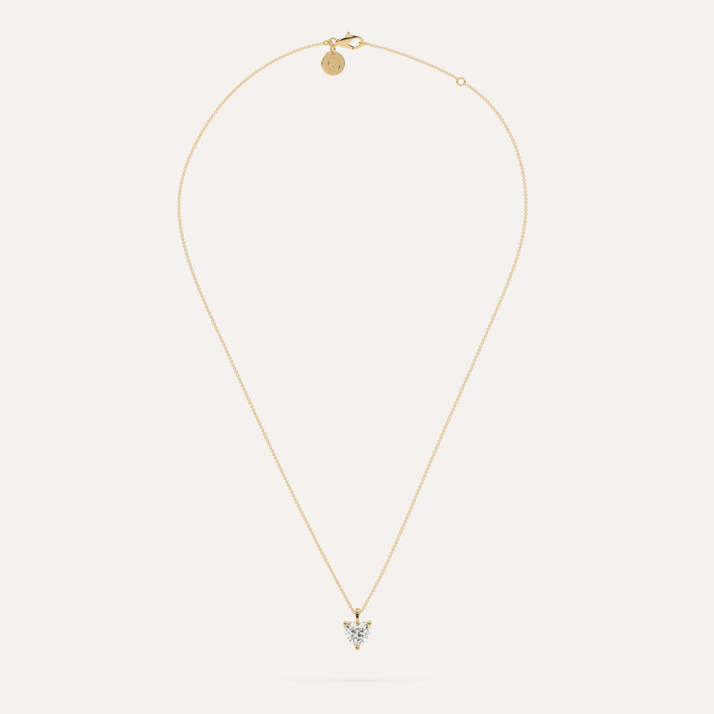 2 carat Heart Diamond Pendant Necklace Lab Diamond Yellow Gold