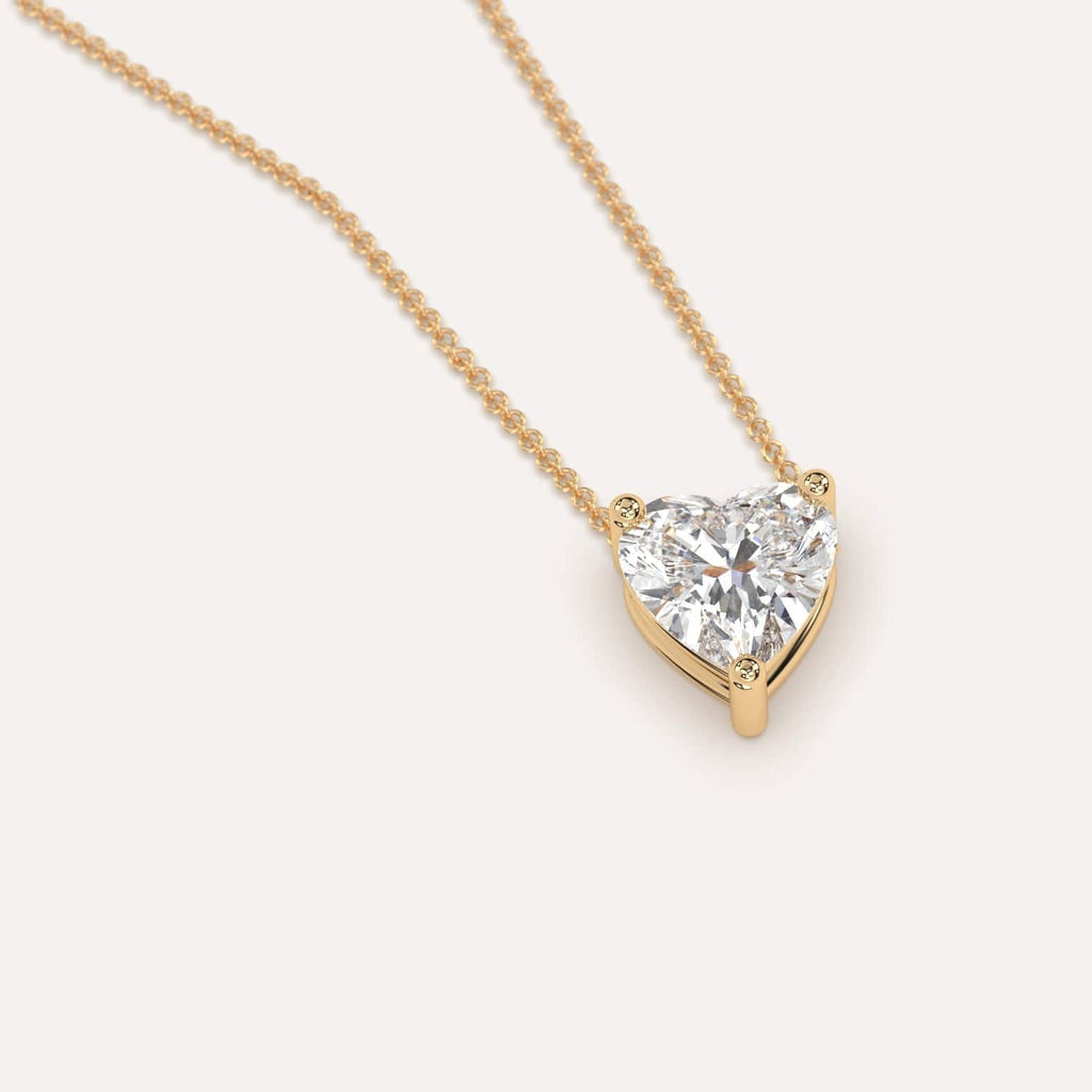 Simple Diamond Floating Necklace With Heart Natural Diamond In Yellow Gold