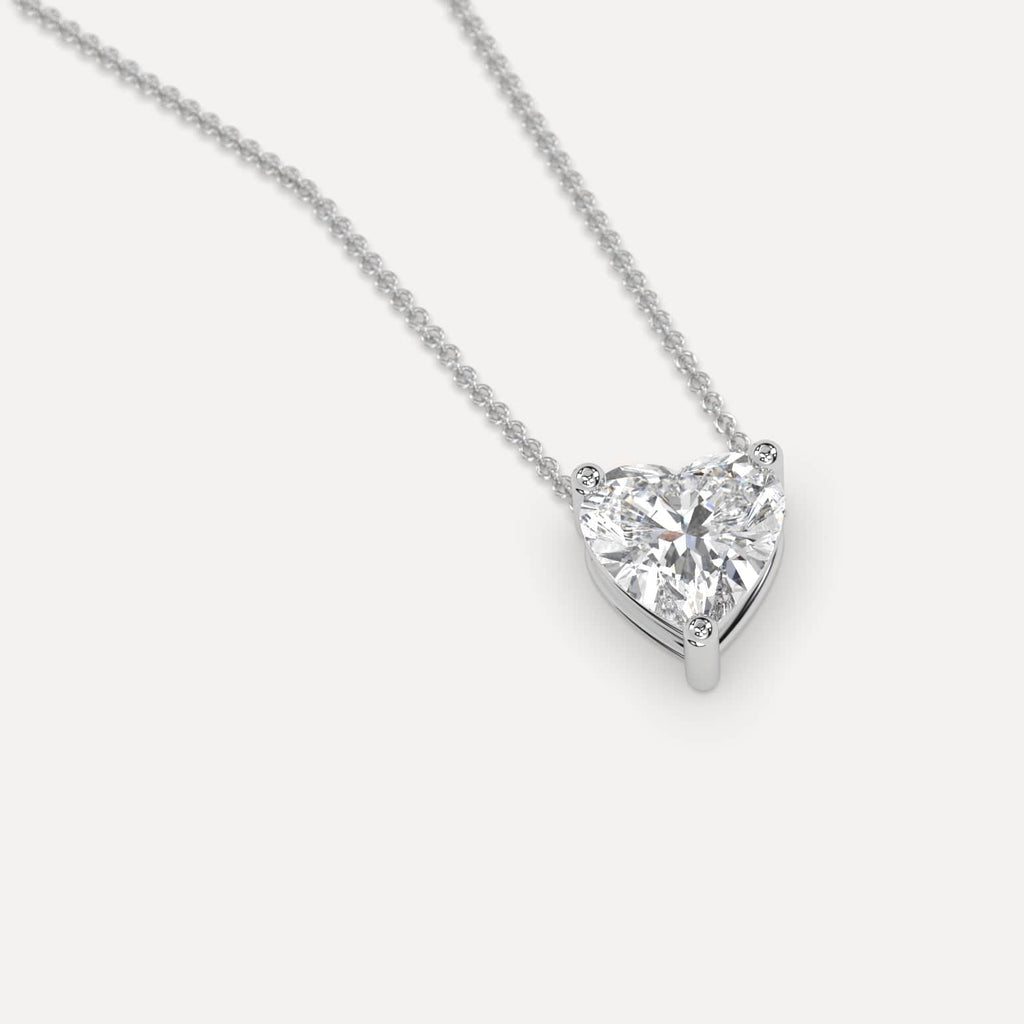 Simple Diamond Floating Necklace With Heart Lab Diamond In White Gold