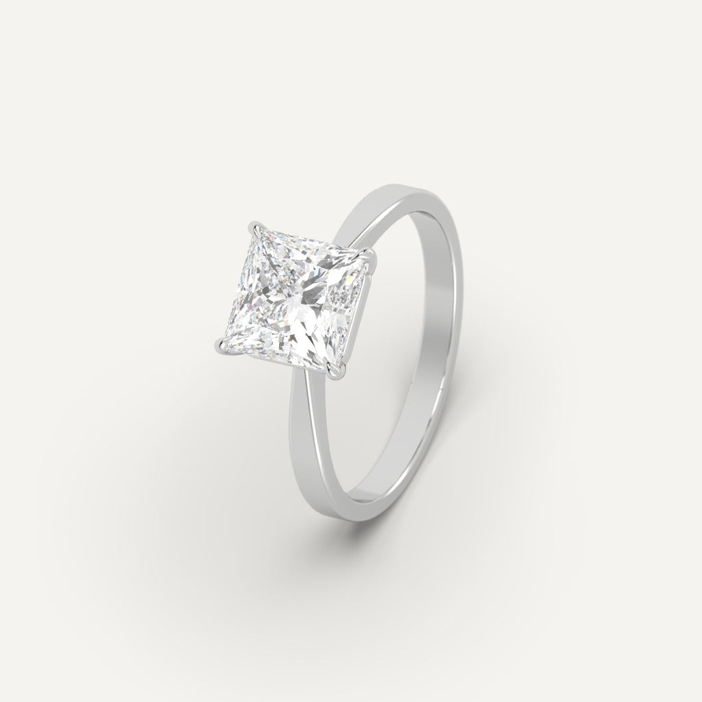 White Gold 2 Carat Engagement Ring Princess Cut Diamond