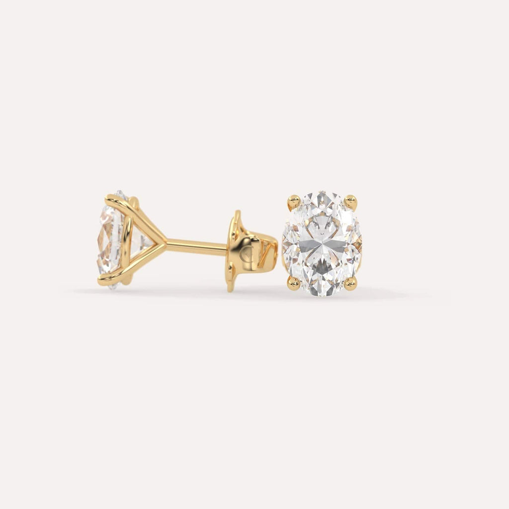 3 carat Butterfly Push Back Diamond Studs in yellow Gold