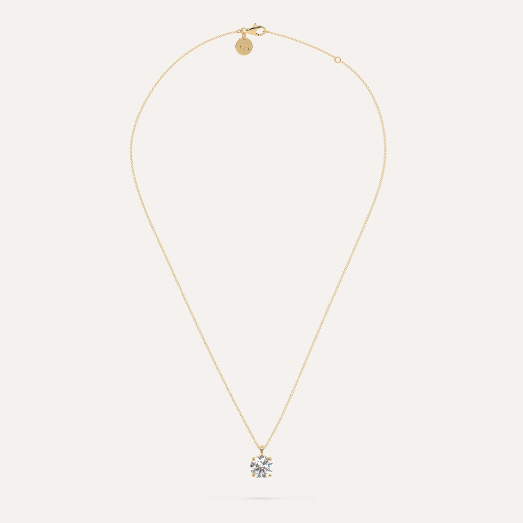 3 carat Round Diamond Pendant Necklace Lab Diamond Yellow Gold