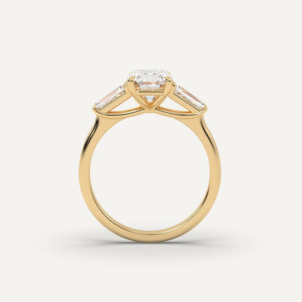 Emerald Diamond Ring Semi-Mount 14K Yellow Gold