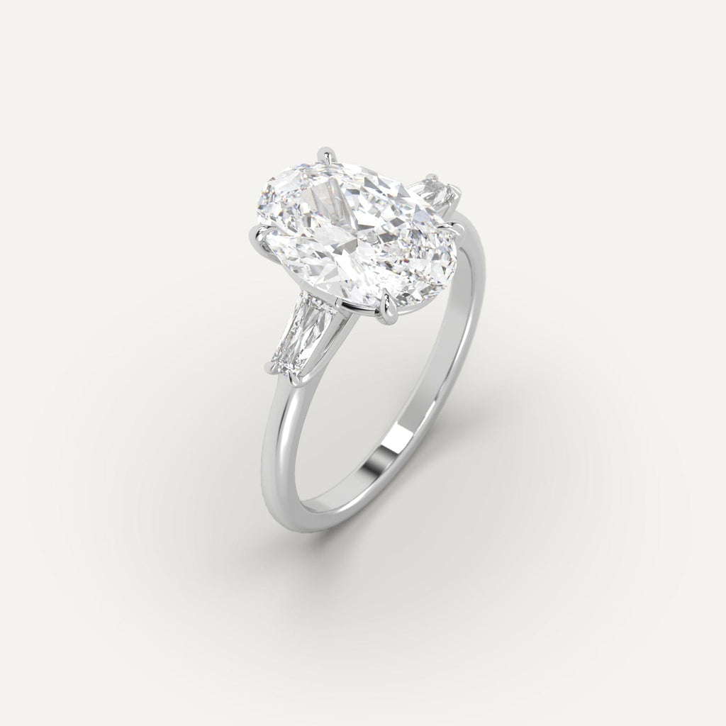 White Gold 3-Stone Oval Cut Diamond Ring Setting