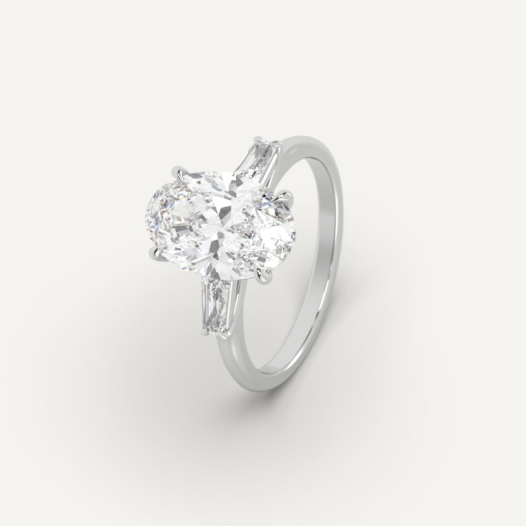 Platinum 3-Stone Oval Cut Diamond Ring Setting