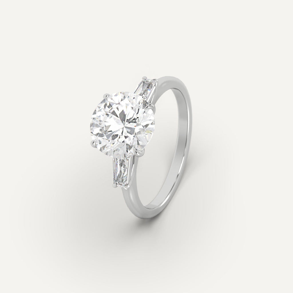 Platinum 3-Stone Round Cut Diamond Ring Setting