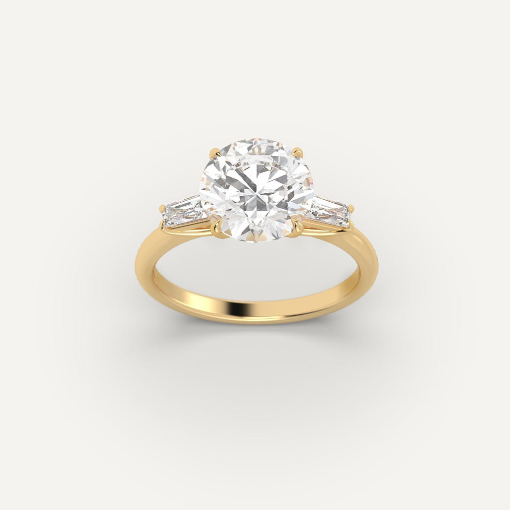 14K Yellow Gold Round Cut Engagement Ring Setting