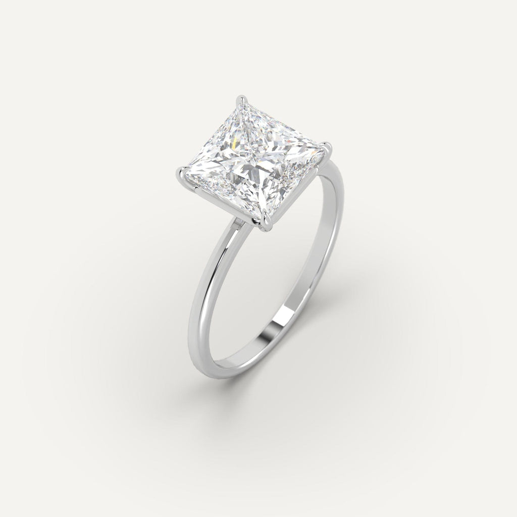 White Gold 4-Prong Princess Cut Diamond Ring Setting