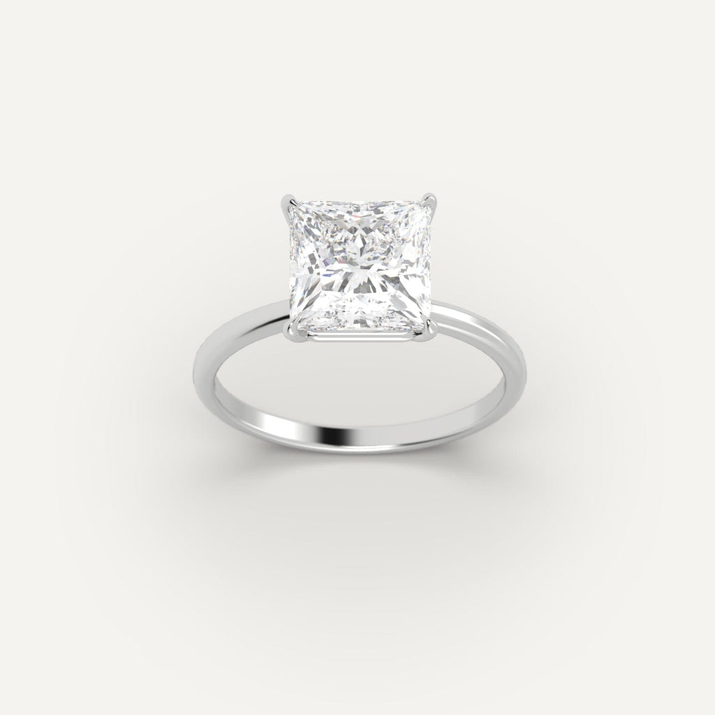 Ring Setting in 14K White Gold for 1, 2 and 3 carat Princess Diamonds
