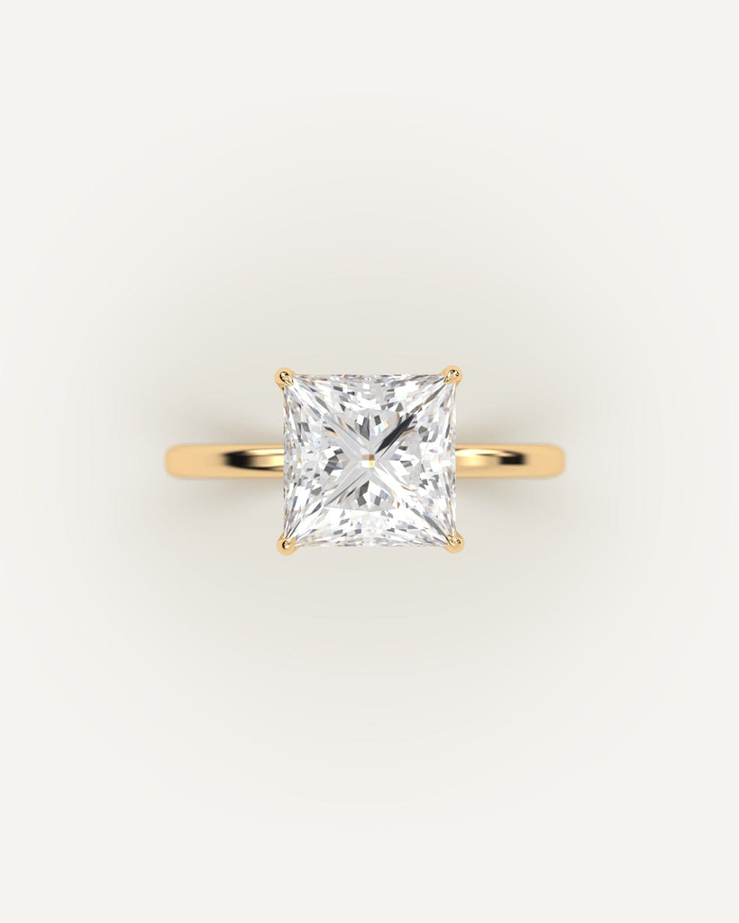 Gold 4-Prong Princess Cut Diamond Ring Setting No Diamond
