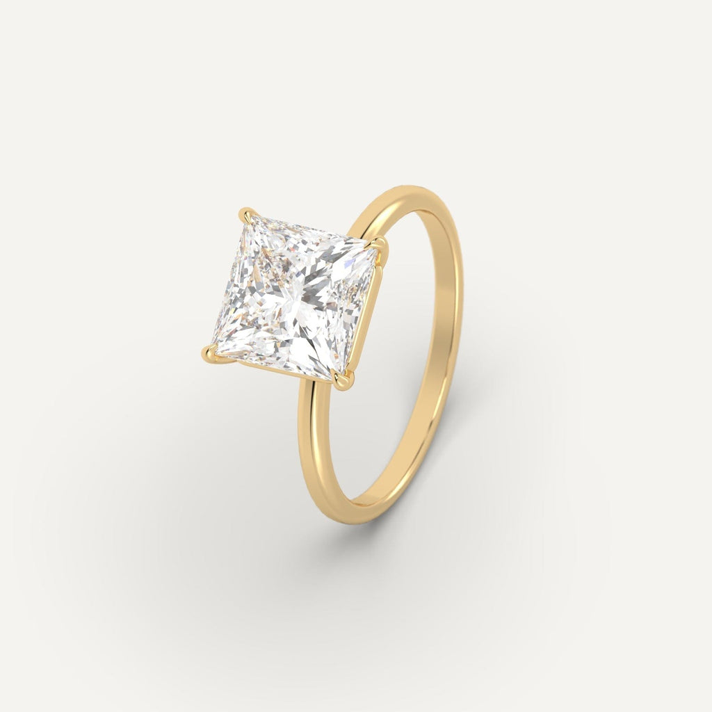 Platinum 4-Prong Princess Cut Diamond Ring Setting