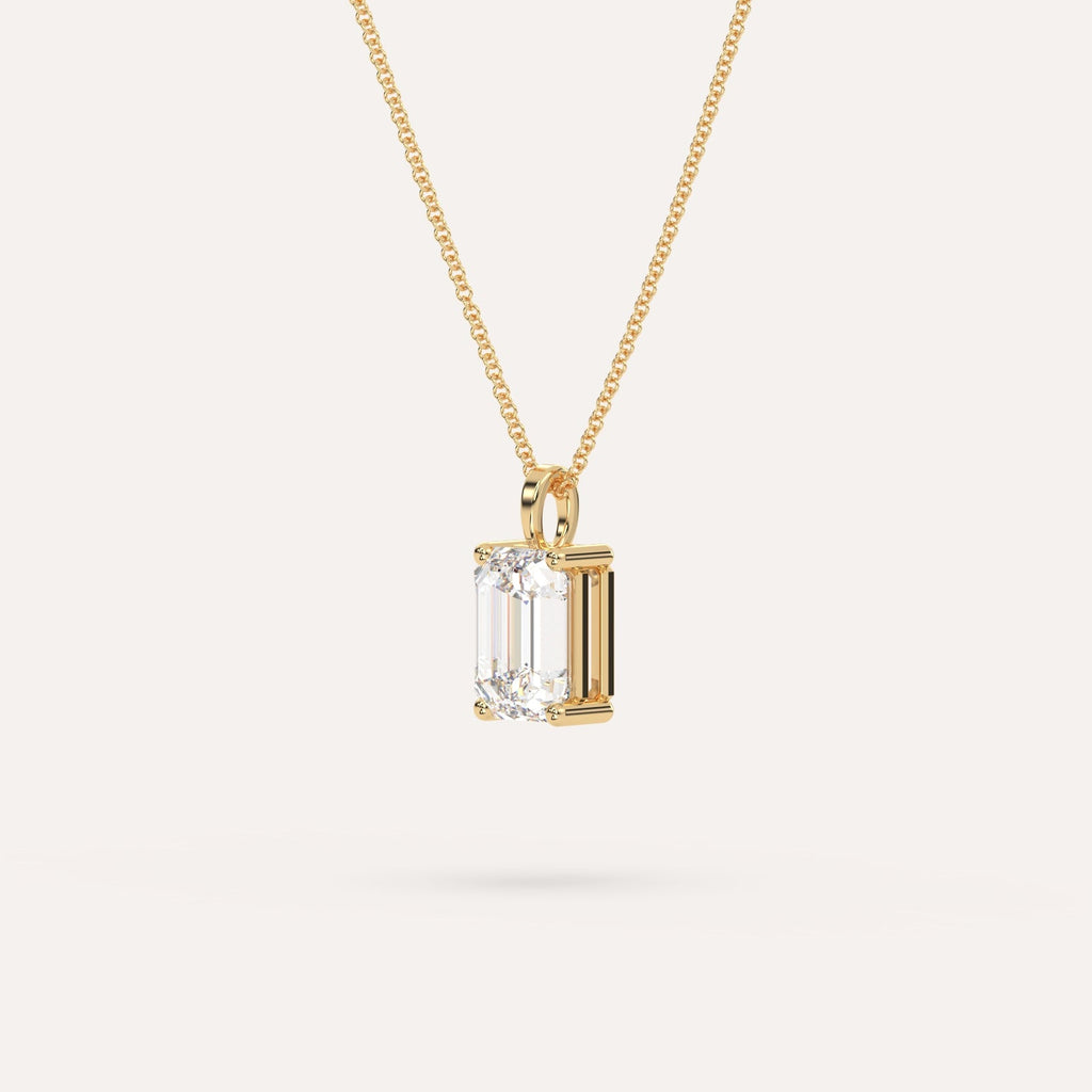 3 carat Emerald Pendant Diamond Necklace Natural Yellow Gold