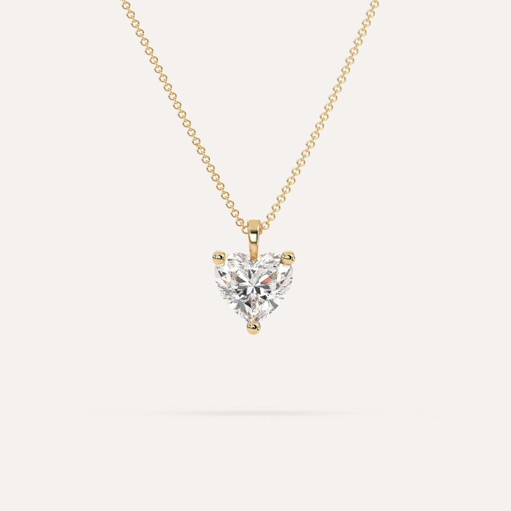 Heart Pendant Diamond Necklace on Model in 14K Yellow Gold