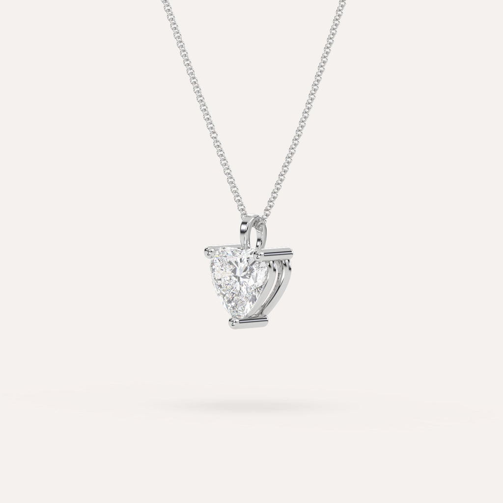 White Gold Pendant Diamond Necklace With 3 Carat Heart Diamond