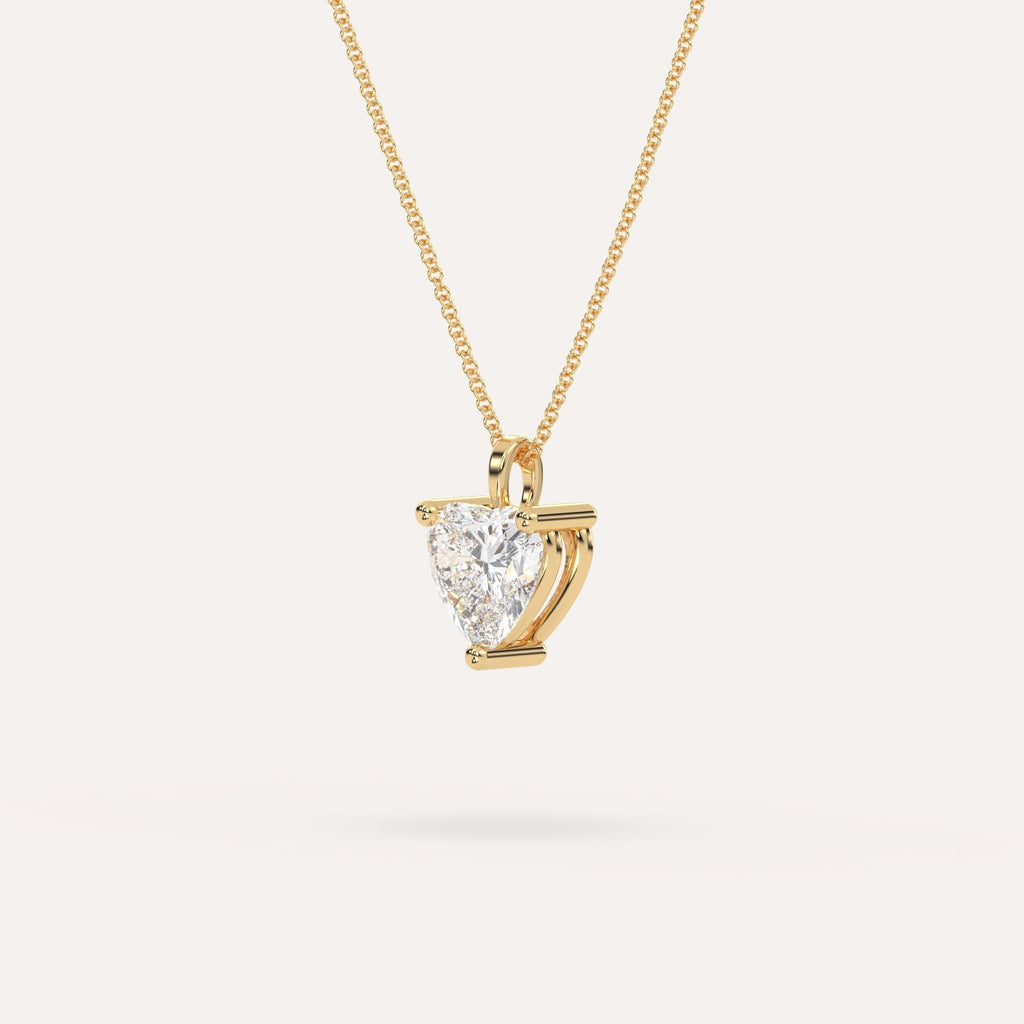 3 carat Heart Pendant Diamond Necklace Natural Yellow Gold