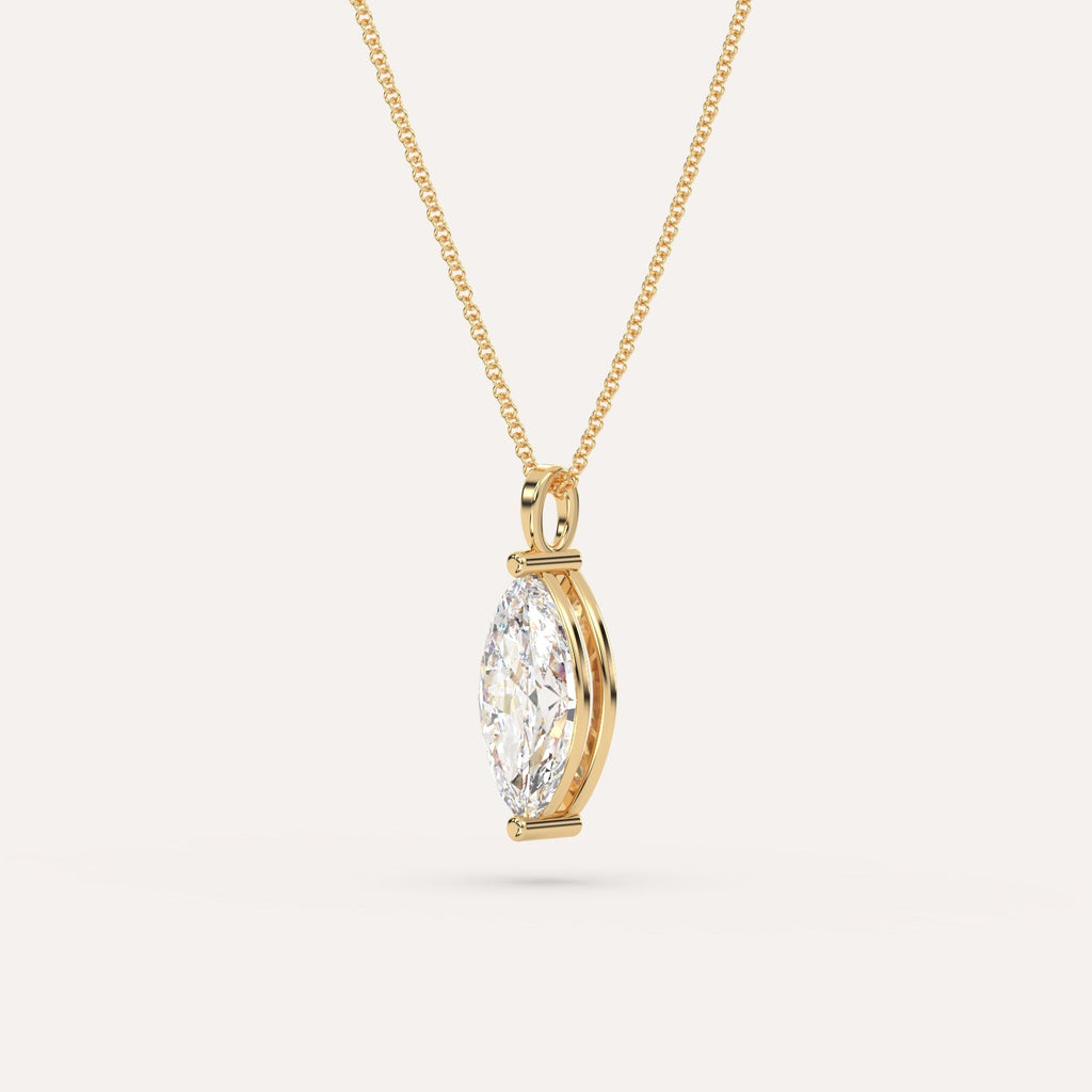 3 carat Marquise Pendant Diamond Necklace Natural Yellow Gold