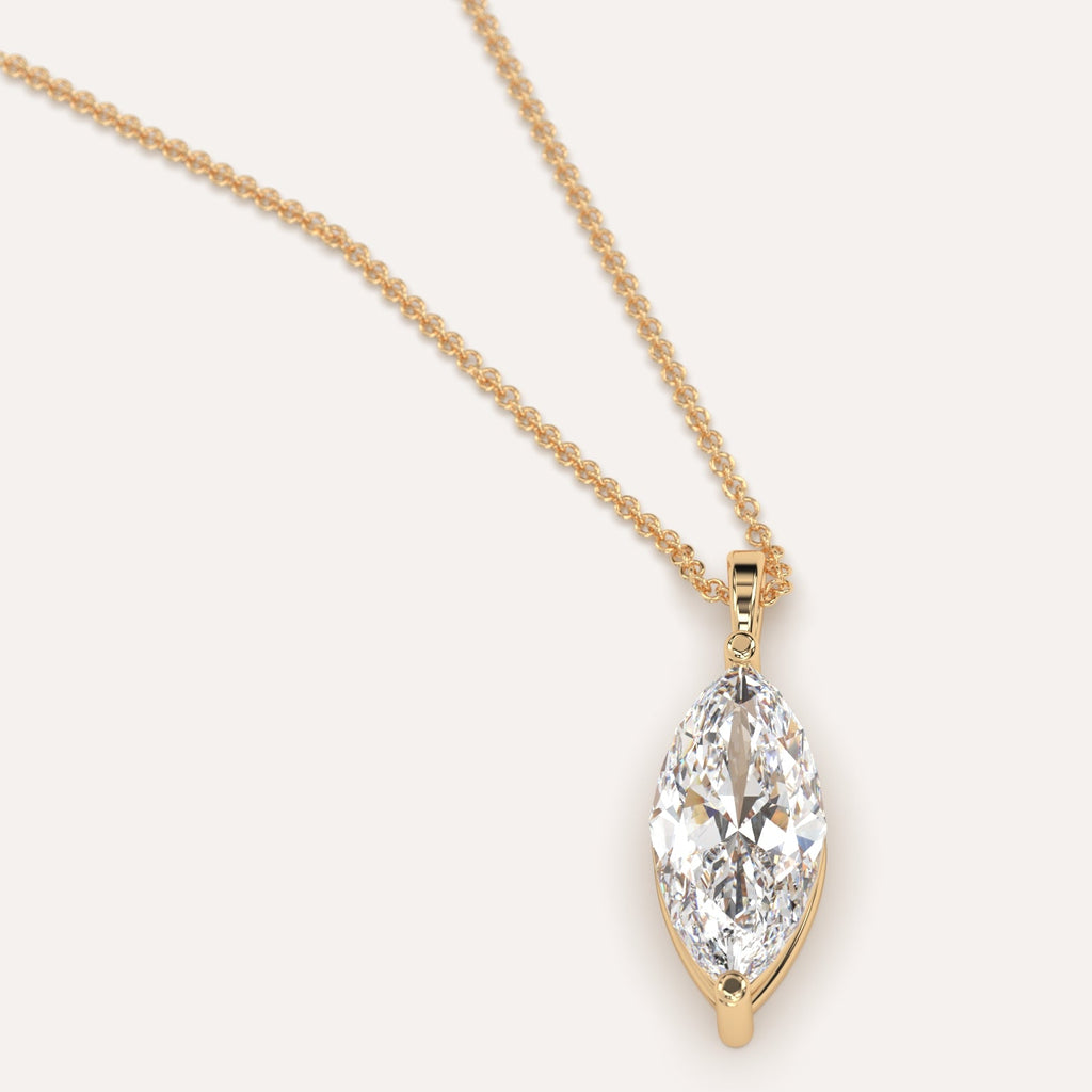 3 Carat Diamond Pendant Necklace In 14K Yellow Gold