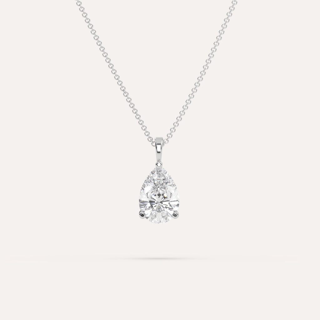 3 Carat Diamond Pendant Necklace In 14K White Gold