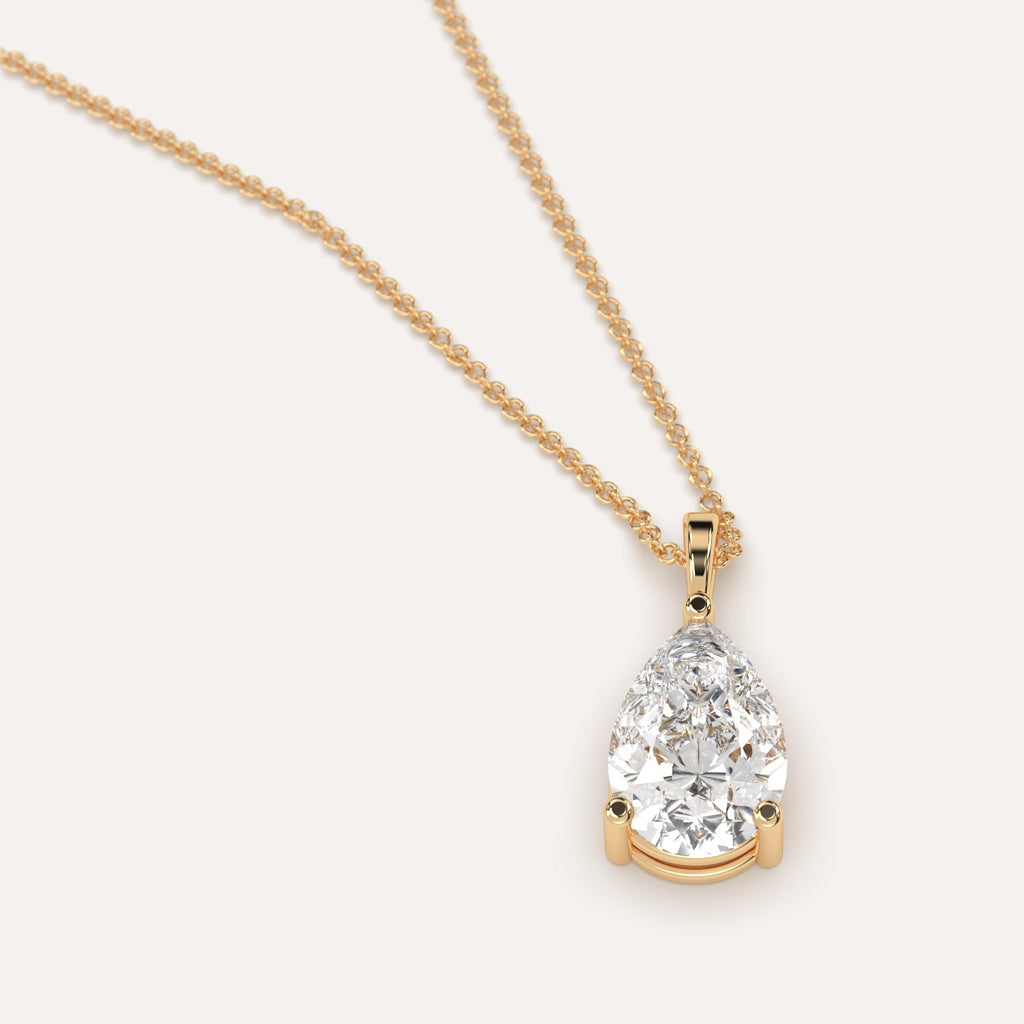 3 Carat Diamond Pendant Necklace In 14K Yellow Gold