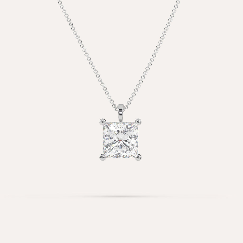 3 Carat Diamond Pendant Necklace In 14K White Gold