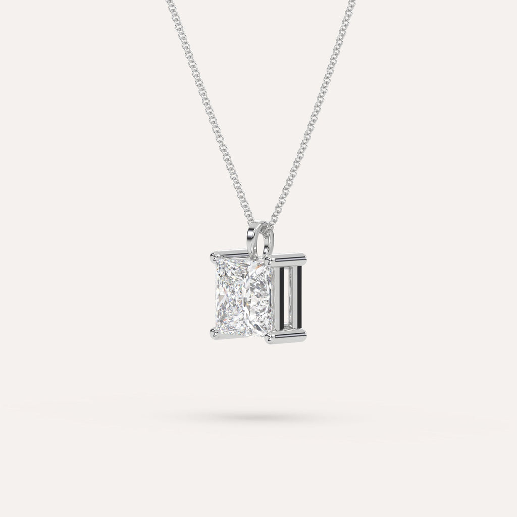 White Gold Pendant Diamond Necklace With 3 Carat Princess Diamond