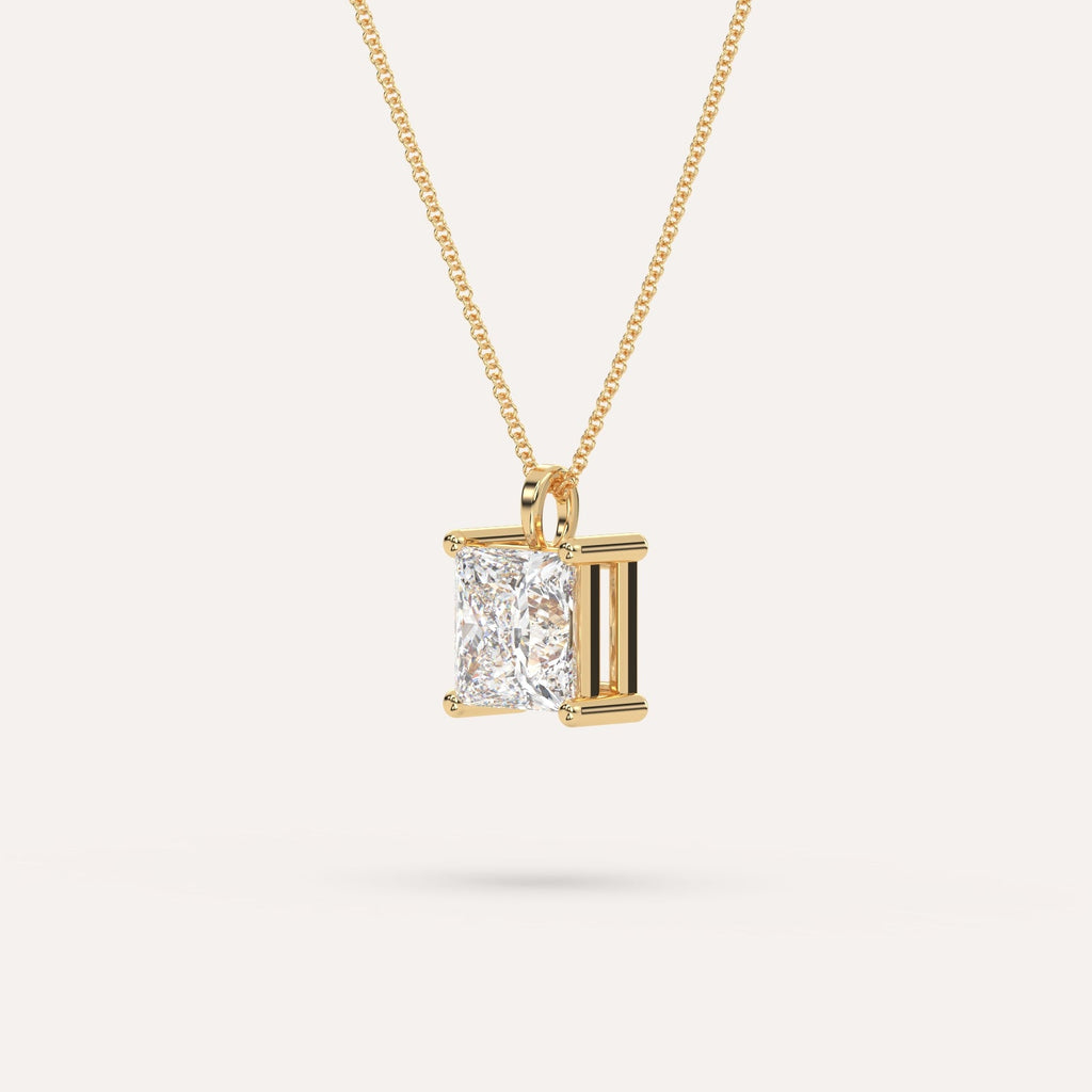 3 carat Princess Pendant Diamond Necklace Natural Yellow Gold