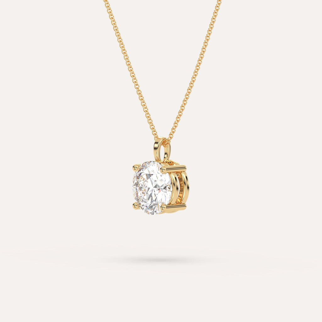 3 carat Round Pendant Diamond Necklace Natural Yellow Gold