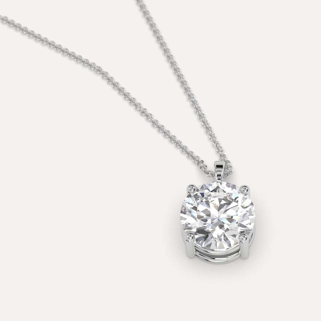 Simple Diamond Pendant Necklace With Round Natural Diamond In White Gold