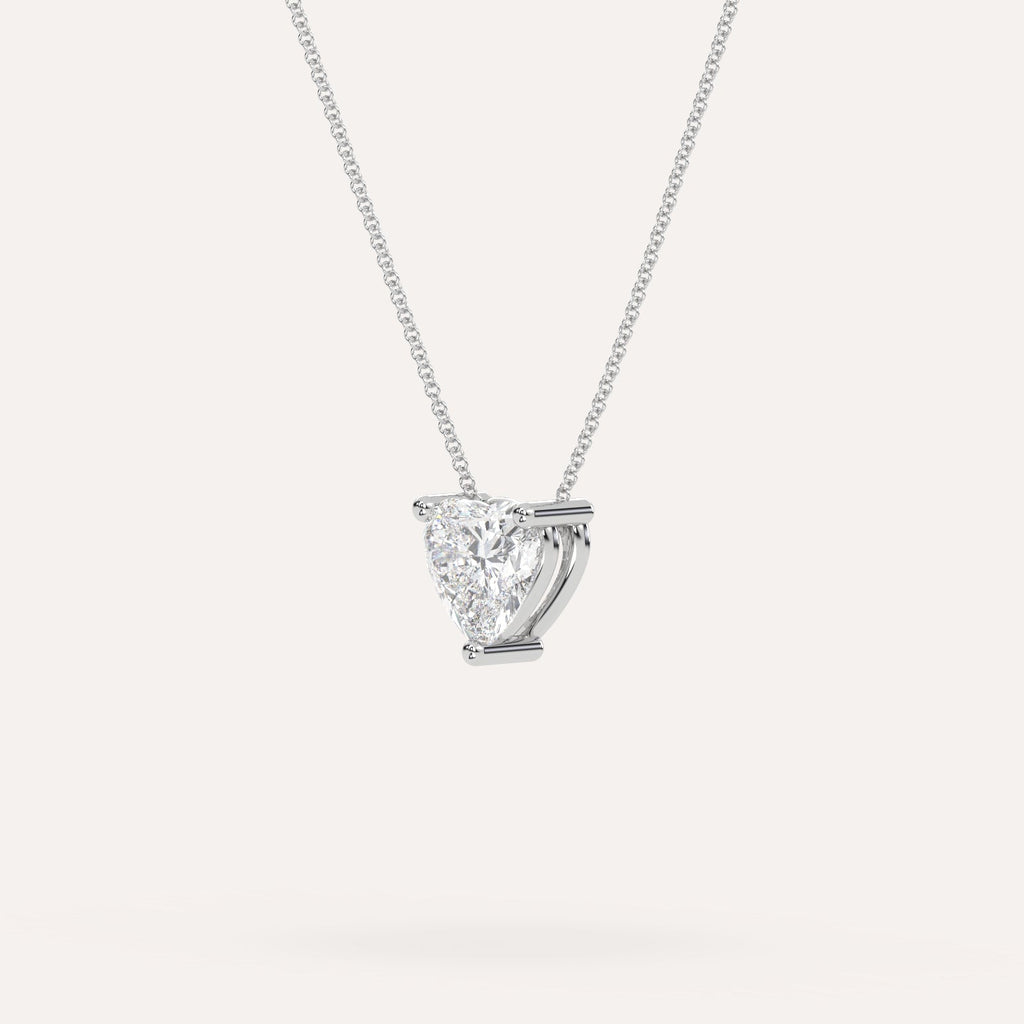 White Gold Floating Diamond Necklace With 3 Carat Heart Diamond
