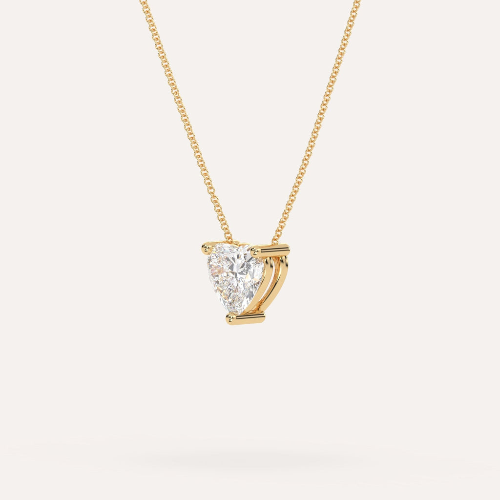 3 carat Heart Floating Diamond Necklace Natural Yellow Gold